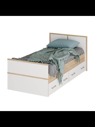 Сакура Кровать с ящиками 0,9 м LIGHT Сонома/Белый (без основания)