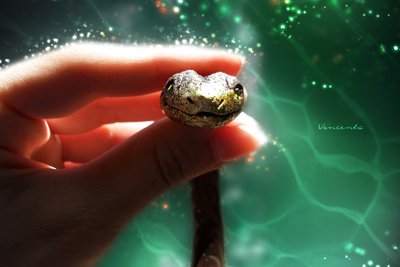 Красивый браслет в виде золотой змейки