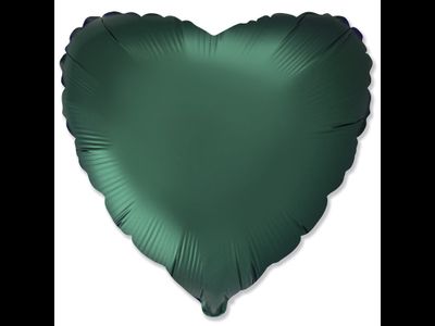 Шар (18''/46 см) Сердце, Темно-зеленый, Сатин
