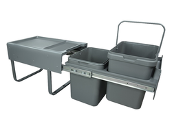 Система выдвижных мусорных вёдер  (2х20л) в базу 400мм.  AQ *