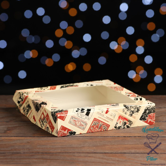 Коробка складная с окном "Новогодний календарь", 20 х 20 х 4 см