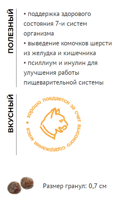 Elato (Элато) корм для кошек с курицей и уткой для выведения комочков шерсти 300 г