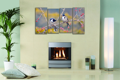 Модульная картина "Свирестелы на веточке"