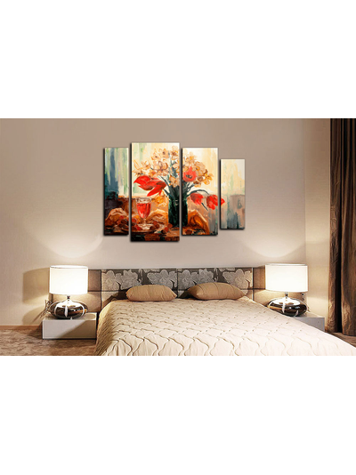 Модульная картина "Цветы и вино"