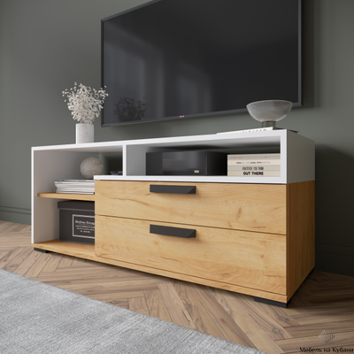 ТВМ-7 Тумба под ТВ Белый/Дуб Крафт золотой
