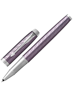 Ручка-роллер подарочная PARKER "IM Premium Dark Violet CT", фиолетовый корпус с гравировкой, хромированные детали, черная, 1931639