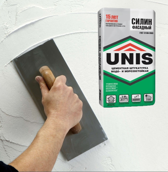 Штукатурка Юнис Силин Фасадный цемент для наружных и внутренних работ 25 кг