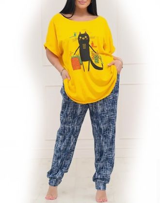 Женская пижама  Арт.  6209-9605 (цвет желтый)  Размеры 60-74