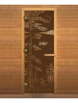 ДВЕРЬ ДЛЯ БАНИ И САУНЫ (1900Х700, БРОНЗА МАТОВАЯ ТАЙГА, КОРОБКА ОСИНА)