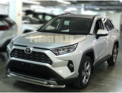 Защита переднего бампера двойная d60/53 с двумя загибами для Toyota RAV4 (2019-...)