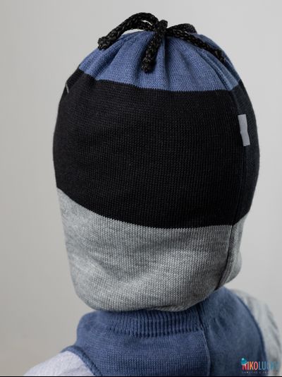 Шапка-шлем  19101-06, цвет черный, серый, джинс р. 52-54