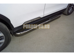 Пороги овальные гнутые с накладкой 75х42 мм ТСС для Gac GS8 2.0T 4WD 2019-2021