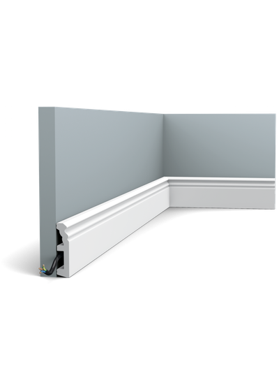 Плинтус ORAC Decor SX195, дюрополимерный, влагостойкий, ударопрочный, под покраску, длина 2 метра