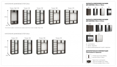 Шкаф-купе Тетрис с зеркалами,  разный размер, венге