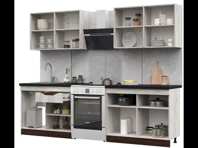 Кухня Паола 2,0 (2000х2160х600) МДФ ВЕНГЕ(тиковое дерево)/ДУБ КРАФТ БЕЛЫЙ