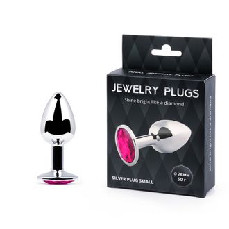 SS-14 SILVER PLUG SMALL (втулка анальная) цвет кристалла рубиновый, L 72 мм, D 28 мм, вес 50г