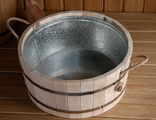 Шайка из липы круглая, оцинкованная вставка, 13л