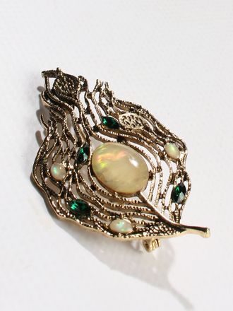 Брошь "Лист ажурный " светлый металл