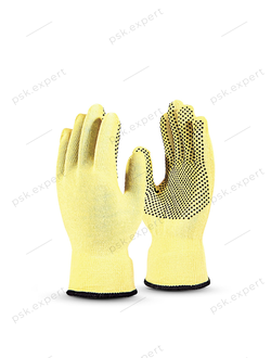 Перчатки рабочие "Арамакс Грип MG-312" защита от порезов нанесение ПВХ цвет желтый