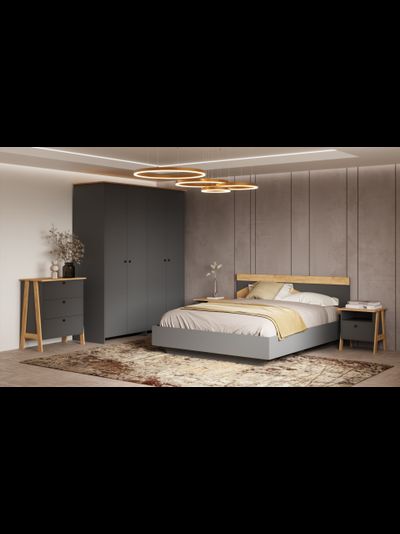Теодора комплект мебели для спальни Графит/Дуб крафт