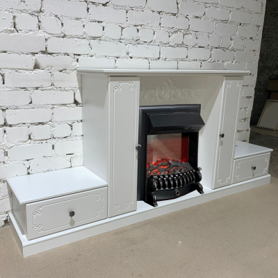 электрокамин с тумбами и полками