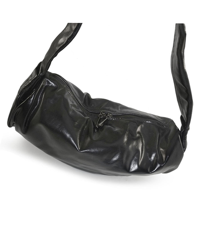 (АРТИКУЛ: 9702/1/5) СУМКА-МЕШОК ЖЕНСКАЯ, БОЛЬШАЯ, НАТУРАЛЬНАЯ КОЖА С ГЛЯНЦЕМ, ЧЕРНАЯ, ЧЕРЕЗ ПЛЕЧО