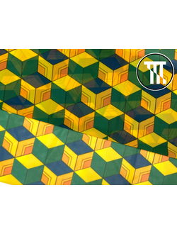 Сетка-стрейч принт Цветной куб