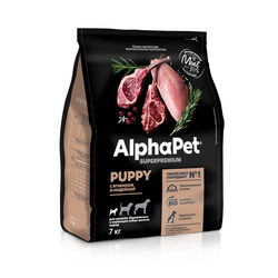 AlphaPet (АльфаПет) Superpremium сухой корм для щенков, беременных и кормящих собак мелких пород с ягненком и индейкой, 7 кг