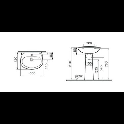 Комплект: раковина  с пьедесталом VitrA Normus, 9600B003-7650