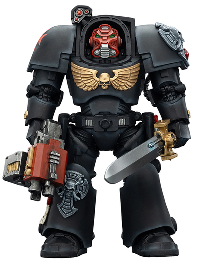 Терминатор Черных Храмовников (Warhammer 40K) - КОЛЛЕКЦИОННАЯ ФИГУРКА 1/18 Black Templars Terminator with Power Sword and Storm Bolter (JT03097) - JOYTOY