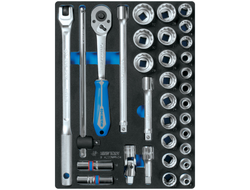 Набор торцевых головок 1/2" с принадлежностями, двенадцатигранные, ложемент, 33 предмета KING TONY 9-4233MRV04