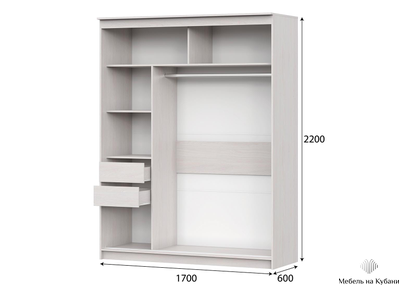 Шкаф-купе №19 (1,7 м) Инфинити Ясень анкор светлый