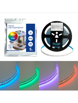 Светодиодная LED лента 16Вт/м 24V 180SMD(5050)/м RGB IP20 5м