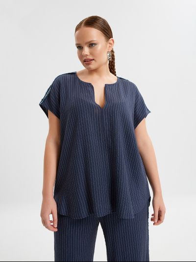 Топ синий в полоску