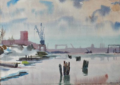 "Парадная" бумага акварель Грушко А.Б. 1965 год