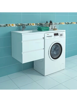 Раковина над стиральной машиной Лидер 110 с подвесной тумбой Санта Марс 48 L