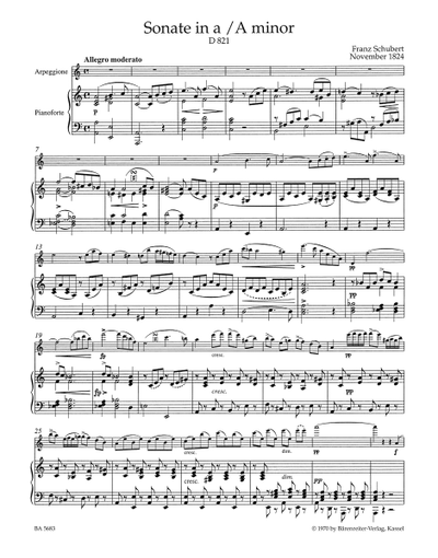 Schubert Sonate "Arpeggione" a-moll D821 arranged for Viola and Piano