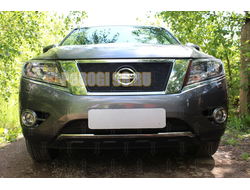 Защита радиатора Nissan Pathfinder 2014- black низ (2 части)