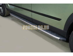 Пороги алюминиевые с пластиковой накладкой (карбон серые) 1720 мм ТСС для Jaecoo J7 1.6T 2WD 2023-