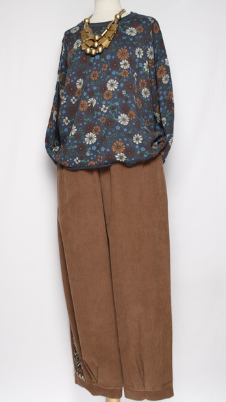 Брюки Бохо вельветовые "Гобелен" карамель р.50-54