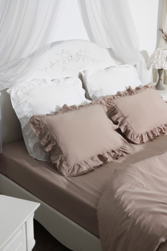 Постельный комплект с оборками "бежевый" (хлопок 100%)
