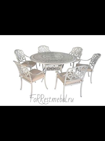 Белый садовый комплект Palermo на 6 персон