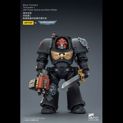 Терминатор Черных Храмовников (Warhammer 40K) - КОЛЛЕКЦИОННАЯ ФИГУРКА 1/18 Black Templars Terminator with Power Sword and Storm Bolter (JT03097) - JOYTOY