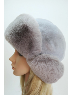 Ушанка "НОН-СТОП" серо-голубой + серый (модификация 3)