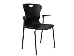 Стул Seven black черный пластик черная база с подлокотниками