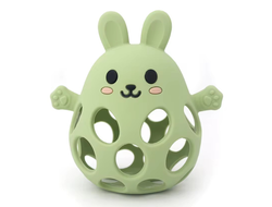Погремушка - прорезыватель из силикона Зайчик фисташковый