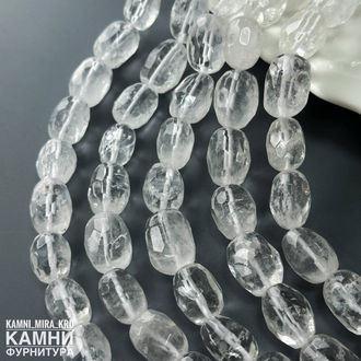 Горный хрусталь оливы в огранке 14-19х12-14 мм, цена за нить 19 см