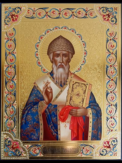 Спиридон Тримифунтский, святитель. Рукописная православная икона.