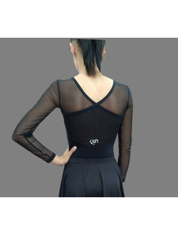 Термо-боди черное с сеткой и вырезом