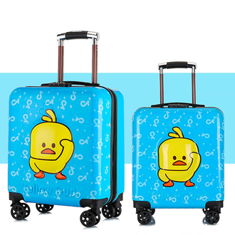 Детский чемодан 3D Цыплёнок голубой